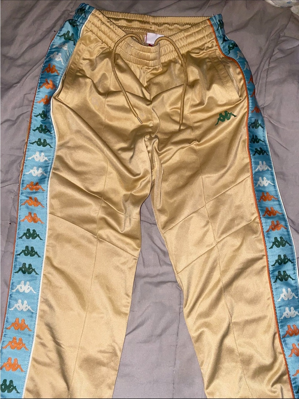 Kappa Gold Satin Jacket with Blue and Orange Trim